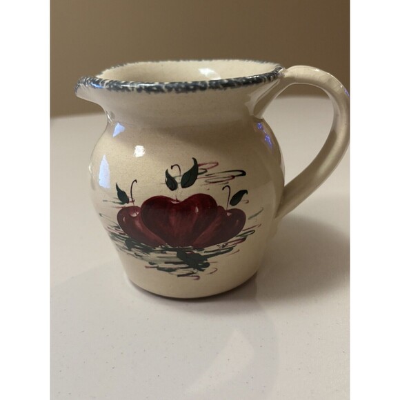 Vintage Casey Pottery Creamer Small Pitcher 1995 Apples Texas Stoneware - Picture 5 of 5